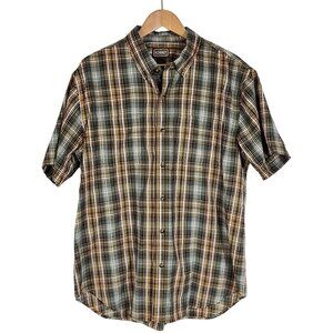 CE Schmidt Workwear Yellow & Green Short Sleeve Casual Button Down Size Large